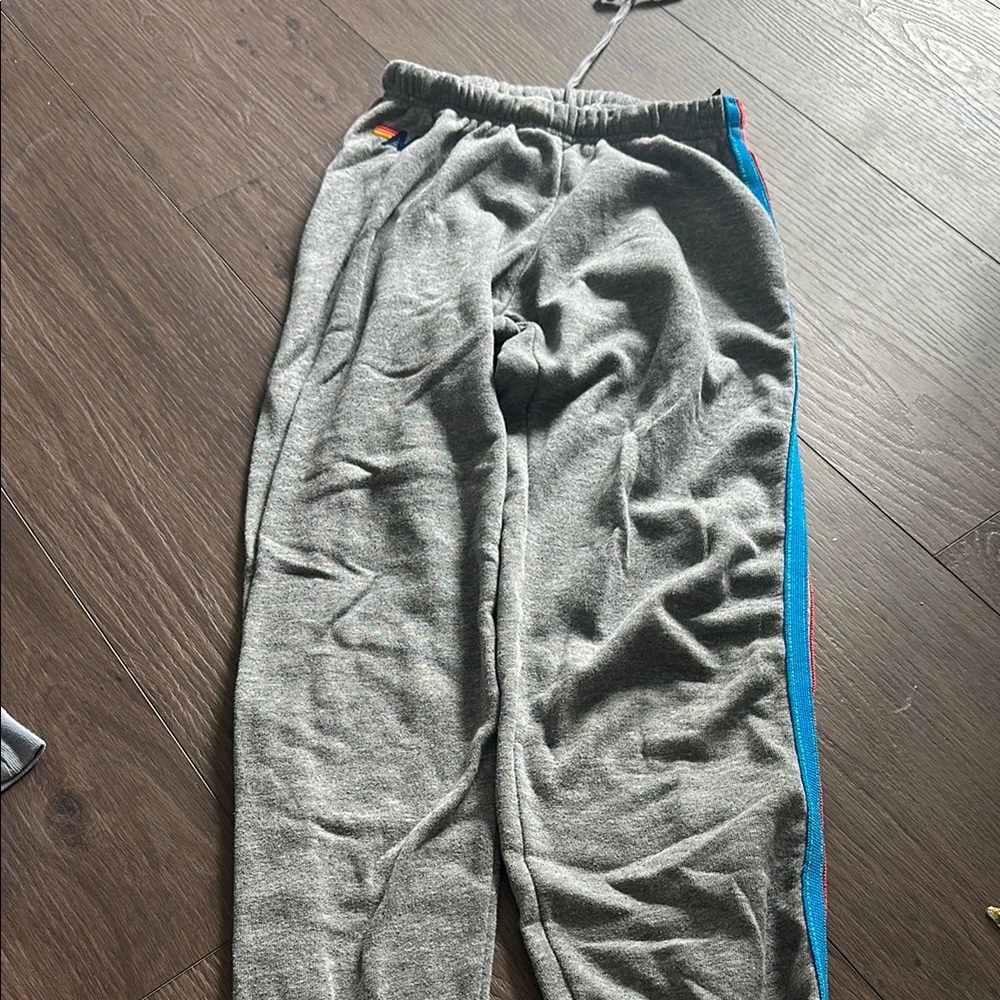 Gray Aviator Nation Sweat Pants with Stripes